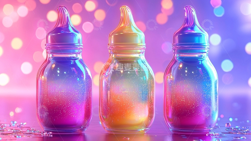 高清大图下载【趣麦麦图】梦幻渐变色水瓶