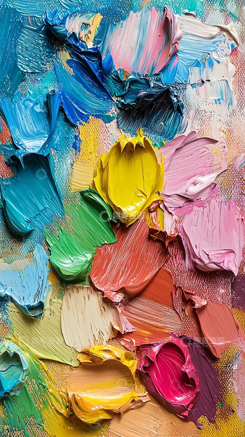 高清大图下载【趣麦麦图】油画颜料色彩肌理特写