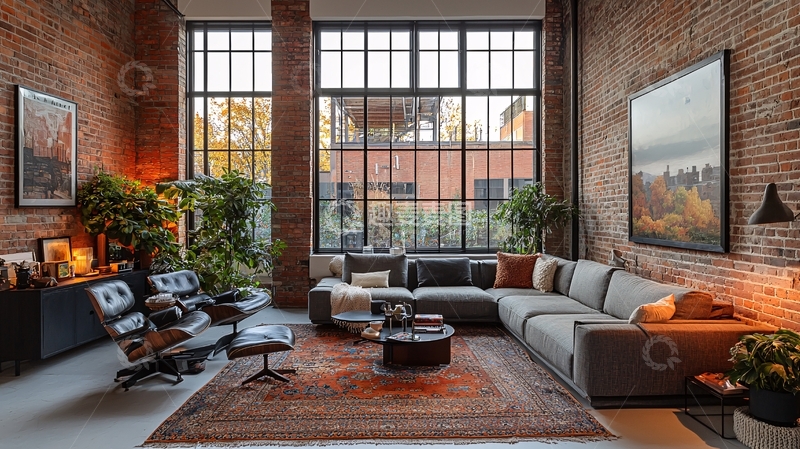 高清大图下载【趣麦麦图】loft风格客厅