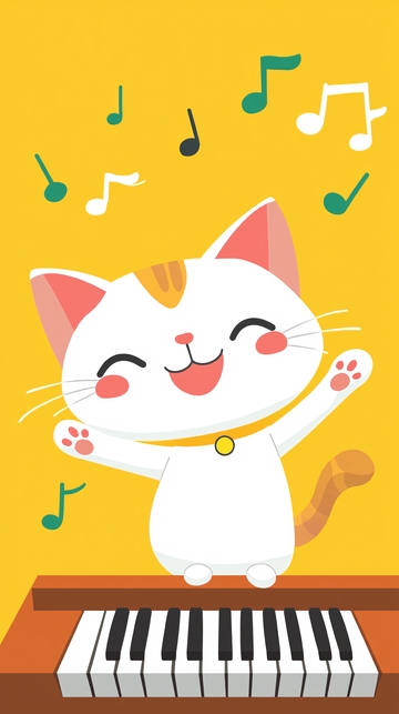 可爱猫咪弹钢琴