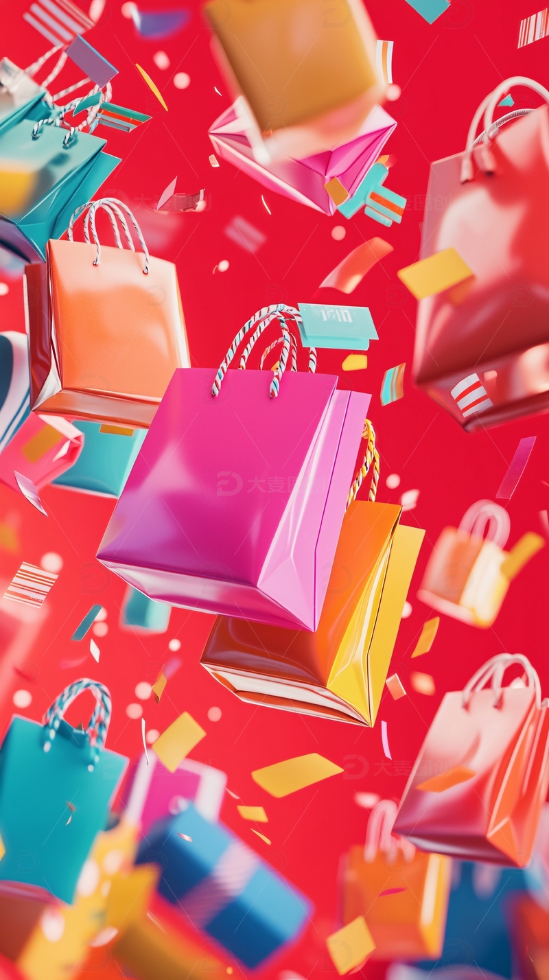 高清大图下载【趣麦麦图】彩色购物袋