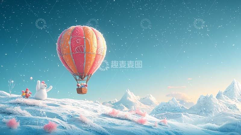 高清大图下载【趣麦麦图】冬季热气球