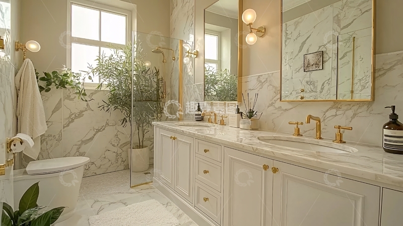 高清大图下载【趣麦麦图】轻奢风大理石纹浴室