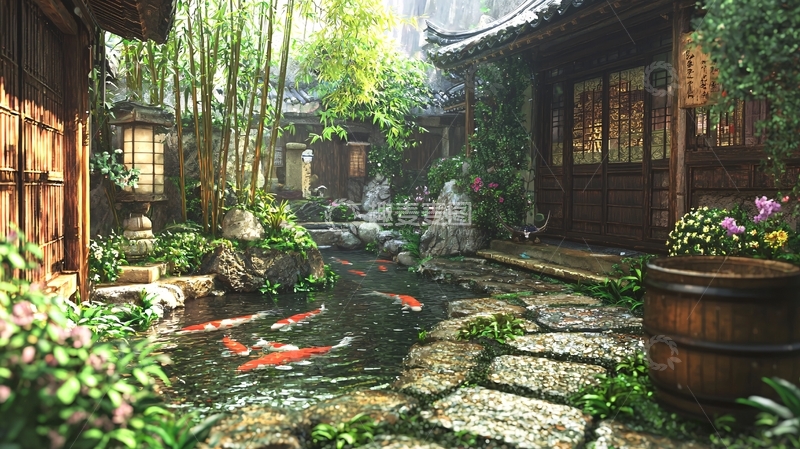 高清大图下载【趣麦麦图】日式庭院小路