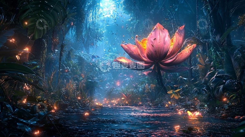 高清大图下载【趣麦麦图】神秘森林夜色