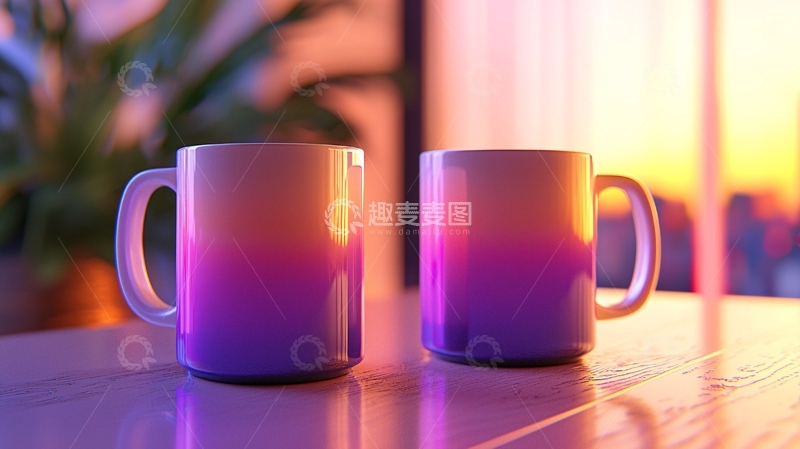 高清大图下载【趣麦麦图】渐变色马克杯
