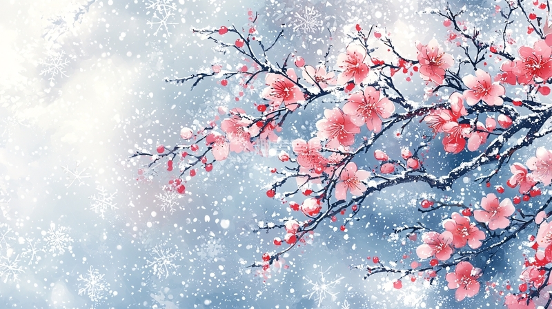 高清大图下载【趣麦麦图】雪中红梅