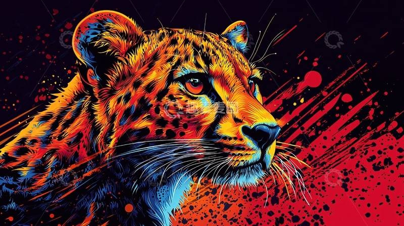 高清大图下载【趣麦麦图】抽象猎豹