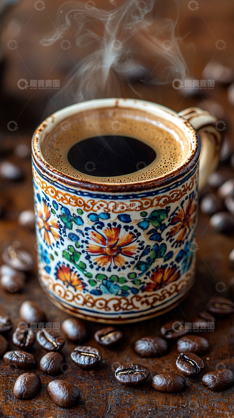 高清大图下载【趣麦麦图】冒着热气的精美咖啡杯
