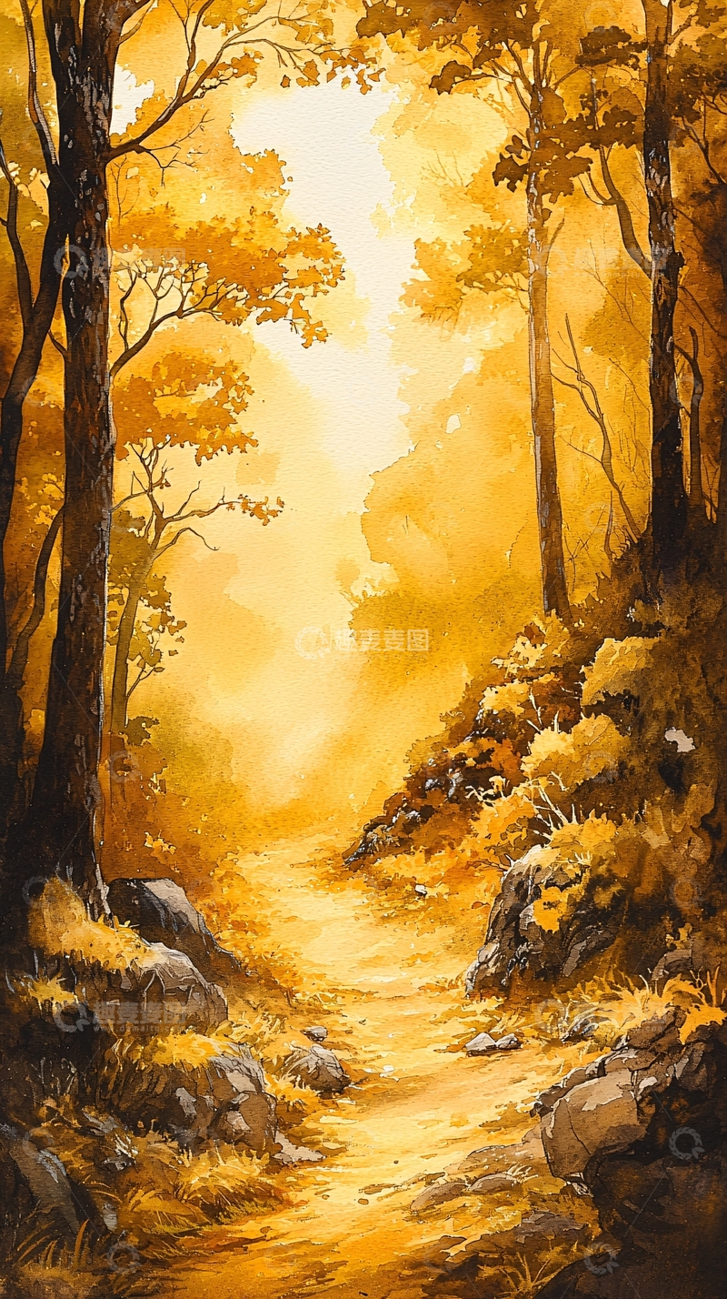 高清大图下载【趣麦麦图】金秋森林小路