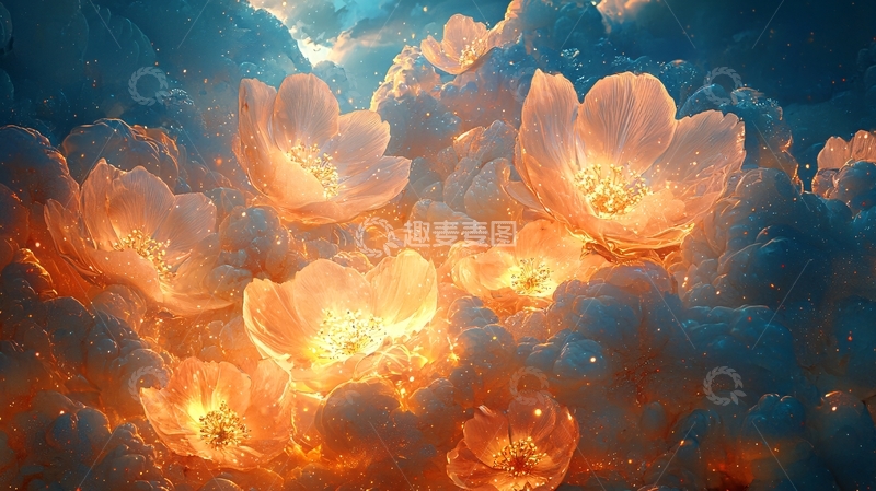 高清大图下载【趣麦麦图】梦幻发光花朵