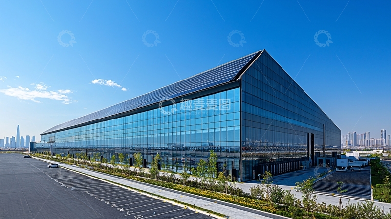 高清大图下载【趣麦麦图】现代化玻璃幕墙厂房
