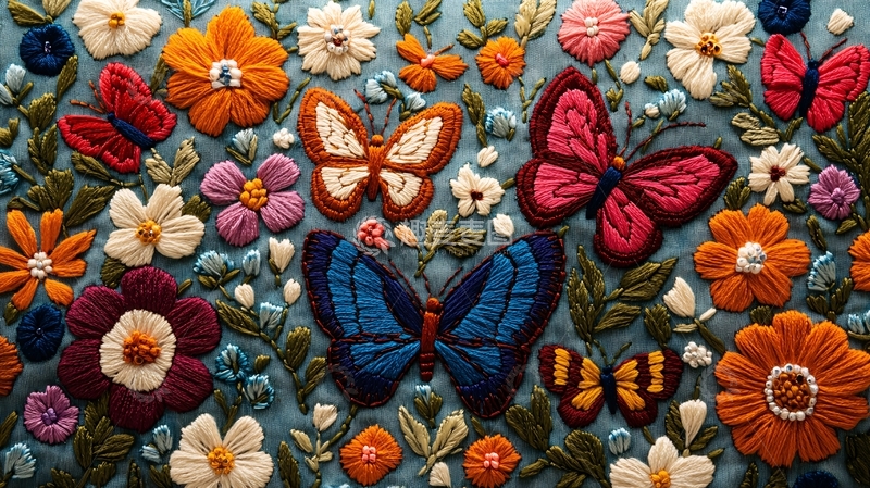 高清大图下载【趣麦麦图】彩色绣花图案