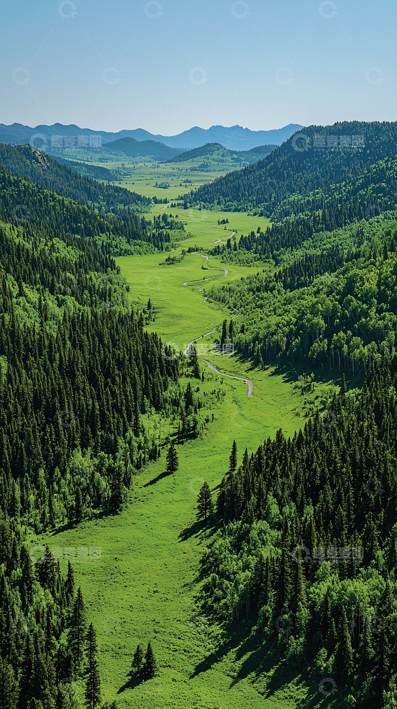 高清大图下载【趣麦麦图】山谷绿地俯瞰图
