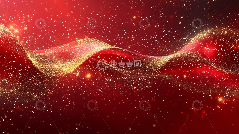 高清大图下载【趣麦麦图】红色金色粒子波浪
