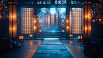 日式建筑夜景