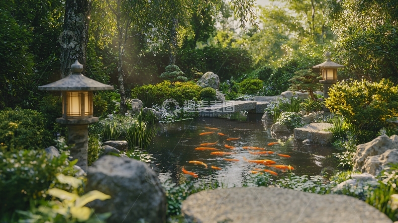 高清大图下载【趣麦麦图】日式庭院景观