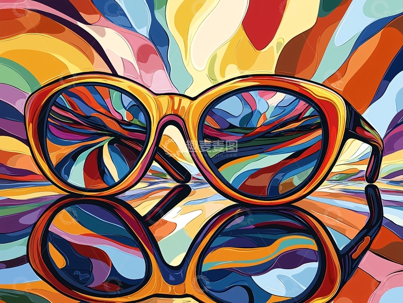 高清大图下载【趣麦麦图】彩色眼镜反射彩虹