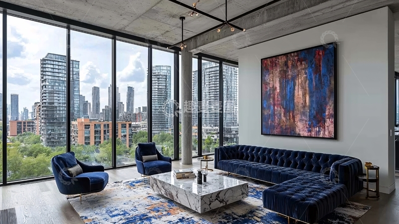 高清大图下载【趣麦麦图】现代都市景观公寓客厅