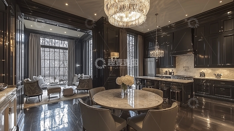 高清大图下载【趣麦麦图】黑色系现代厨房