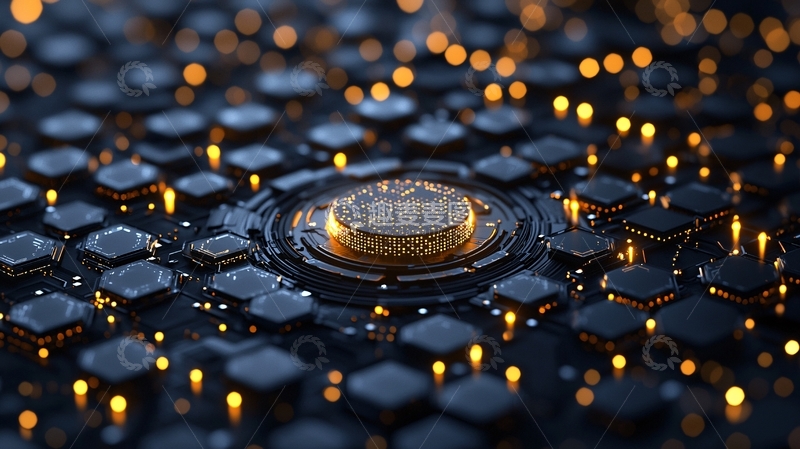 高清大图下载【趣麦麦图】金色芯片电路板特写