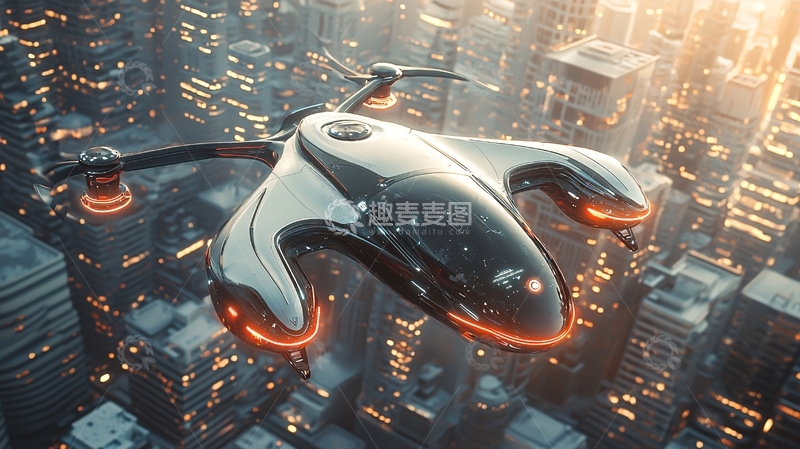 高清大图下载【趣麦麦图】未来都市飞行器