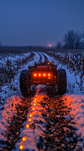 夜间雪地无人驾驶车辆