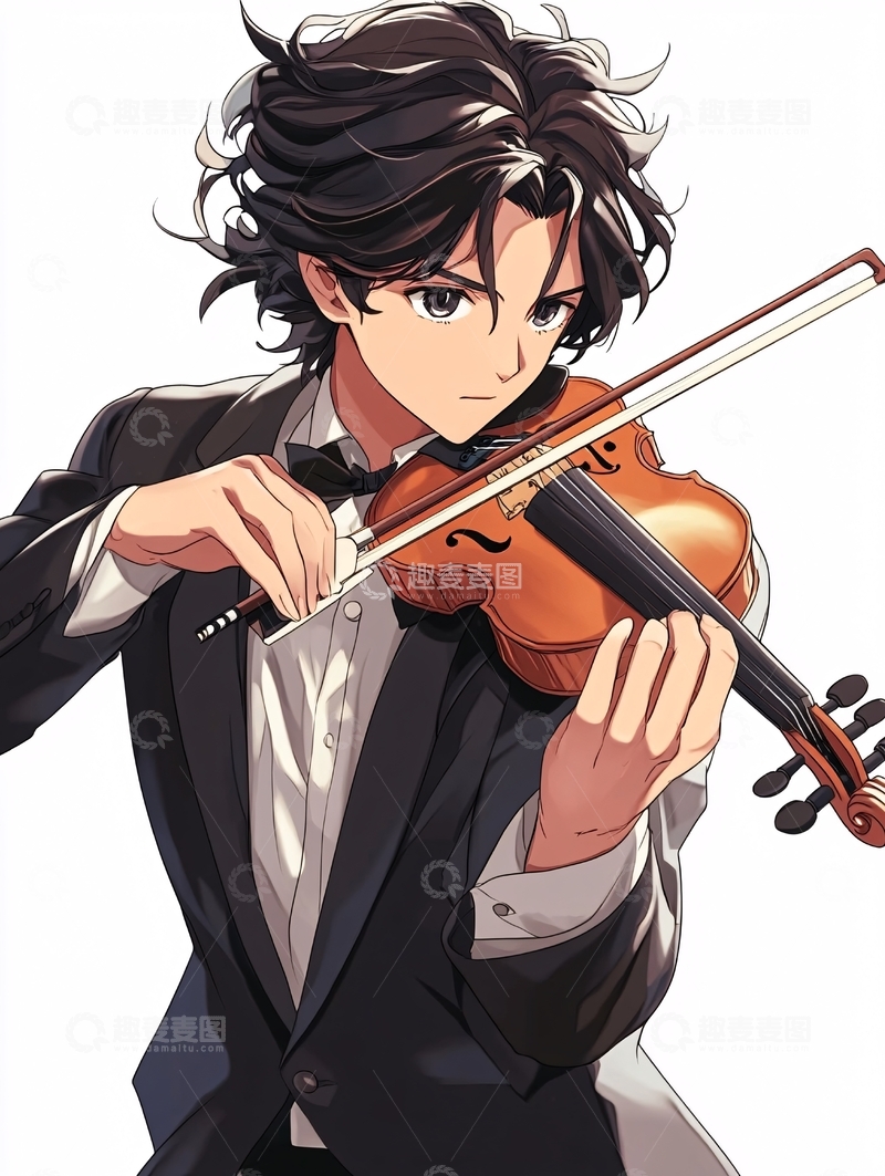 高清大图下载【趣麦麦图】帅气小提琴手
