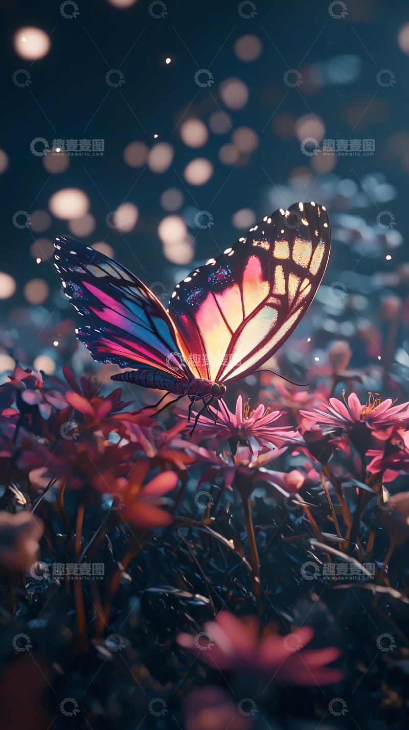 高清大图下载【趣麦麦图】梦幻彩蝶花丛