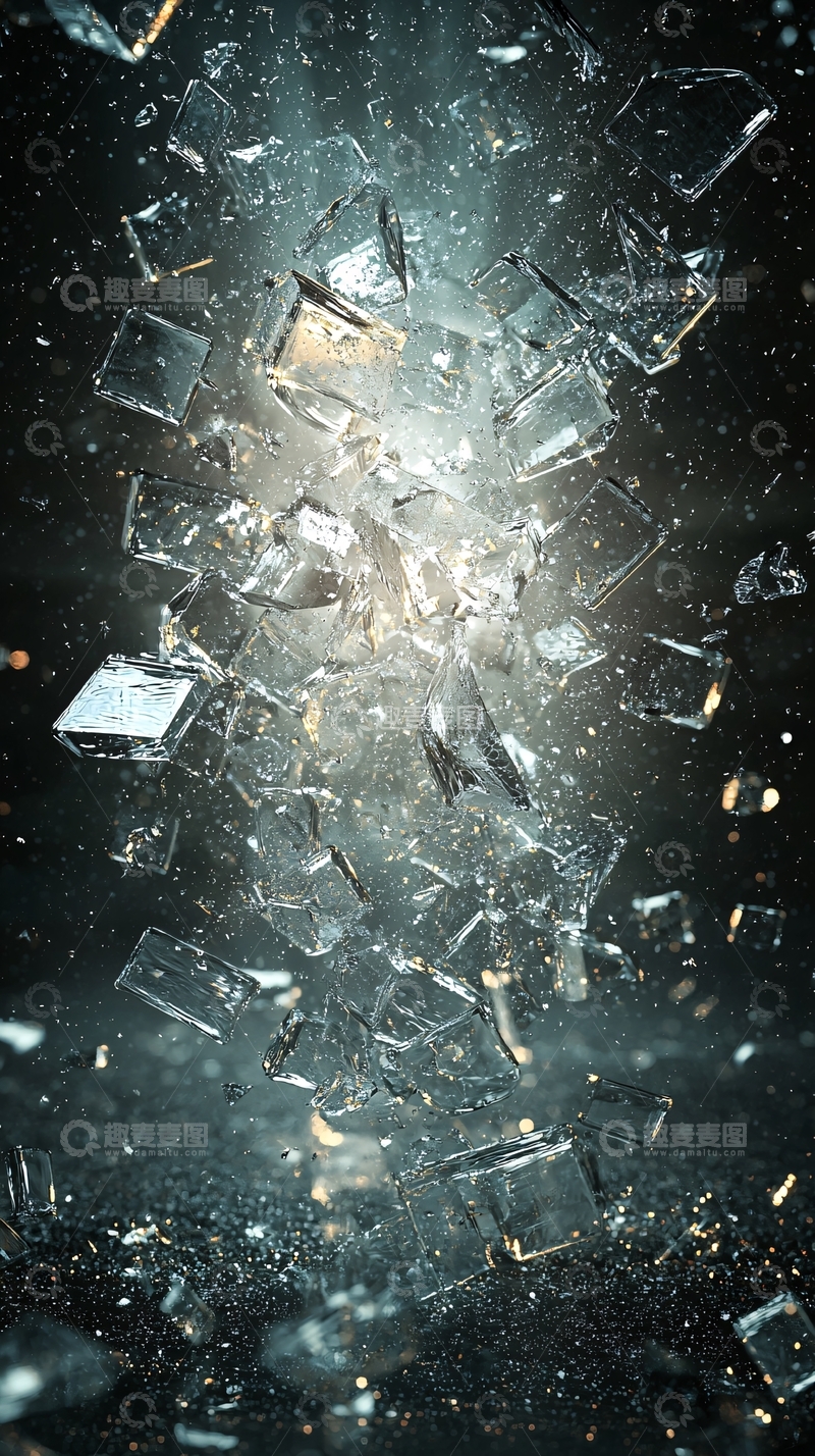 高清大图下载【趣麦麦图】破碎的玻璃坠落