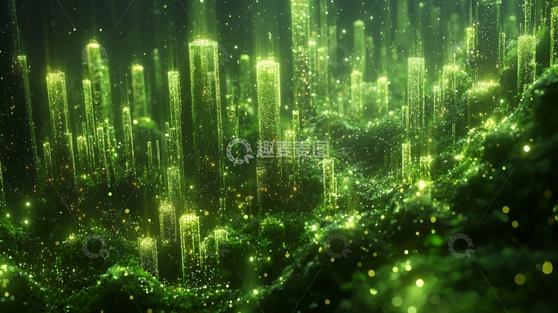 高清大图下载【趣麦麦图】绿色荧光森林
