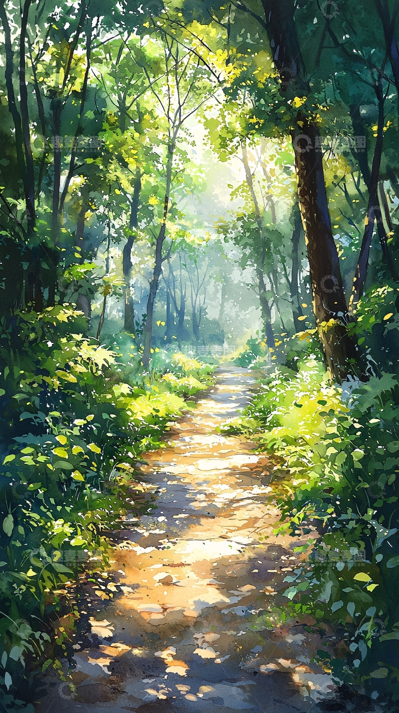 高清大图下载【趣麦麦图】阳光森林小路