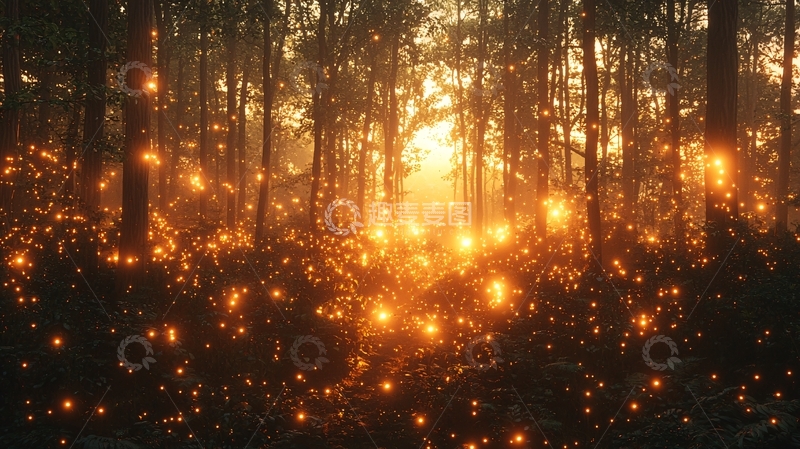 高清大图下载【趣麦麦图】森林中阳光穿透树木