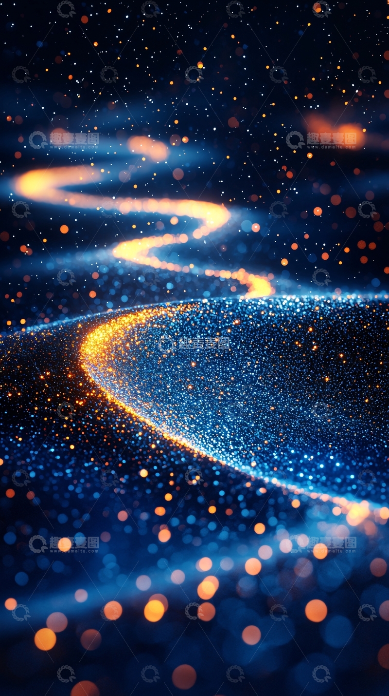 高清大图下载【趣麦麦图】星光点点蓝色波浪曲线