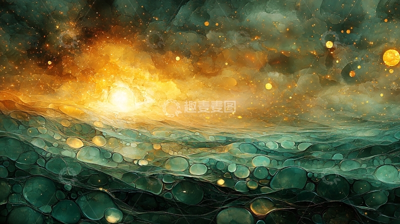 高清大图下载【趣麦麦图】金色光芒下的绿色海洋
