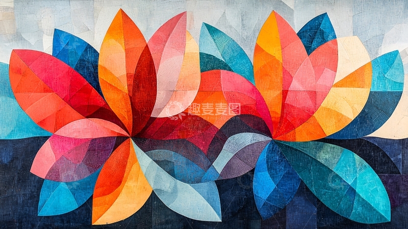 高清大图下载【趣麦麦图】抽象几何花卉