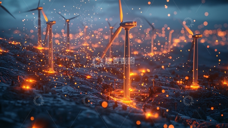 高清大图下载【趣麦麦图】燃烧的风力发电机