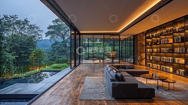 高清大图下载【趣麦麦图】现代极简风格别墅客厅