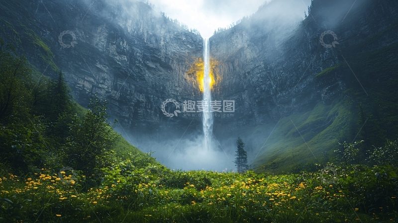 高清大图下载【趣麦麦图】峡谷瀑布仙境