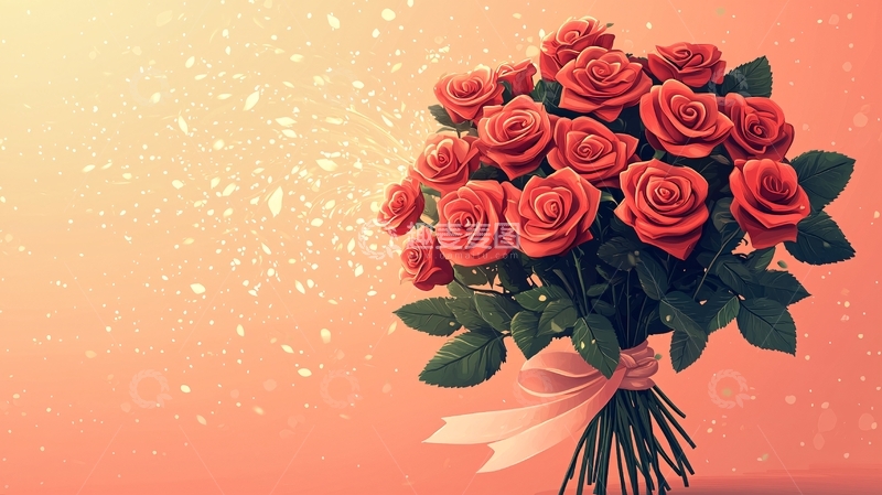 高清大图下载【趣麦麦图】一束红玫瑰花束