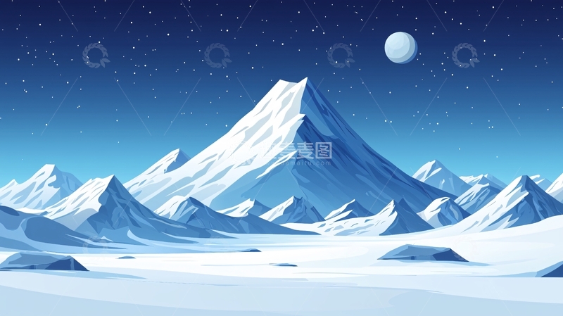 高清大图下载【趣麦麦图】极地雪山夜景
