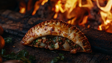 篝火旁的烤馅饼