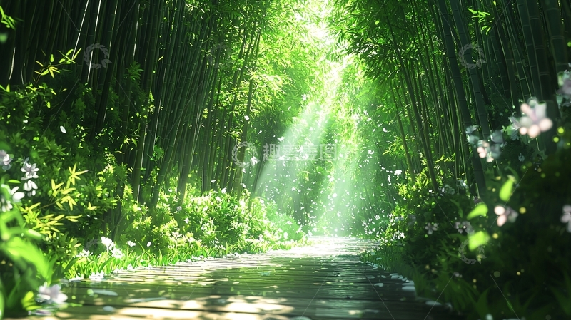 高清大图下载【趣麦麦图】雨后竹林小路