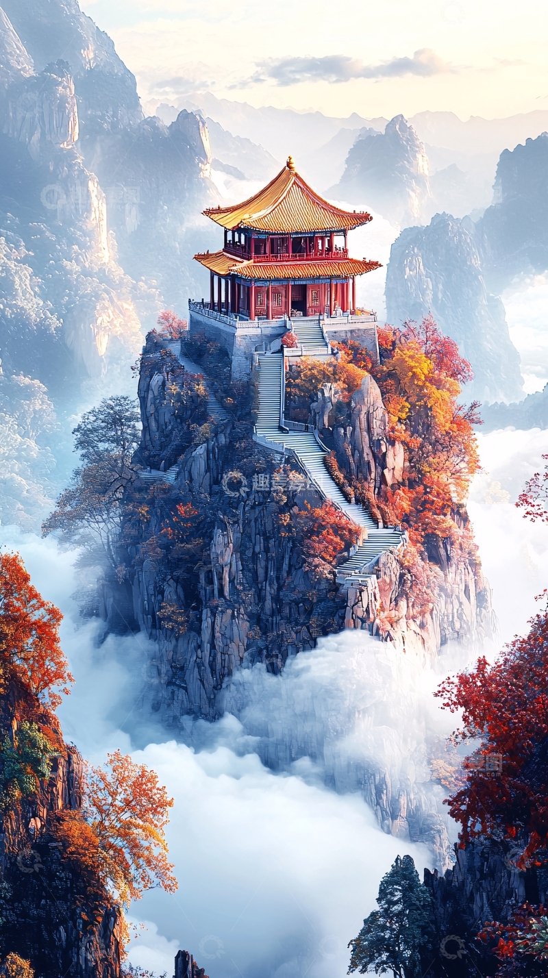 高清大图下载【趣麦麦图】山顶古建筑