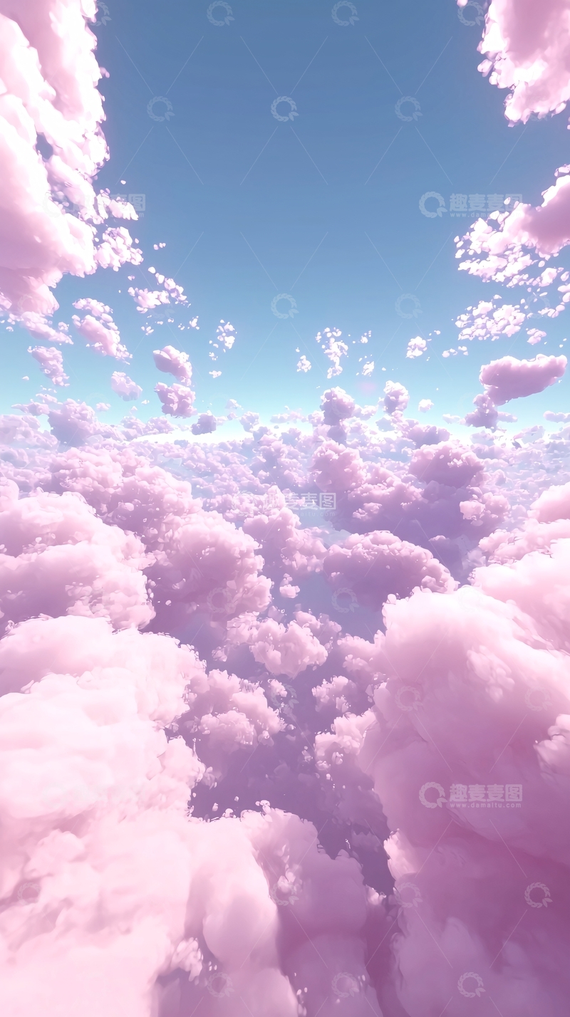 高清大图下载【趣麦麦图】粉色棉花糖天空