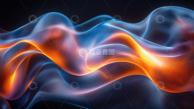 高清大图下载【趣麦麦图】抽象火焰蓝色曲线