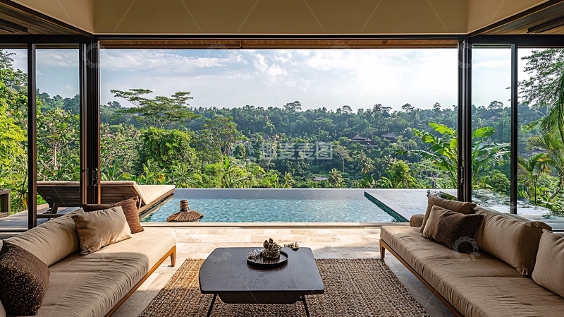高清大图下载【趣麦麦图】无边泳池别墅景观