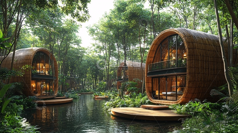 高清大图下载【趣麦麦图】森林竹屋