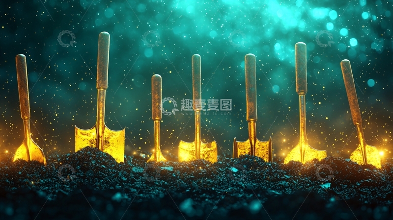 高清大图下载【趣麦麦图】金色铁锹