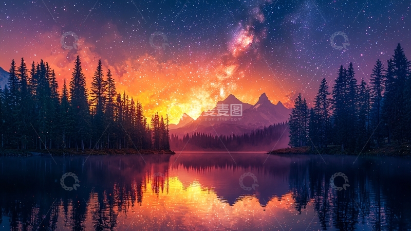 高清大图下载【趣麦麦图】星空倒影